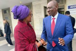 File image of President William Ruto with Winnie Byanyima.